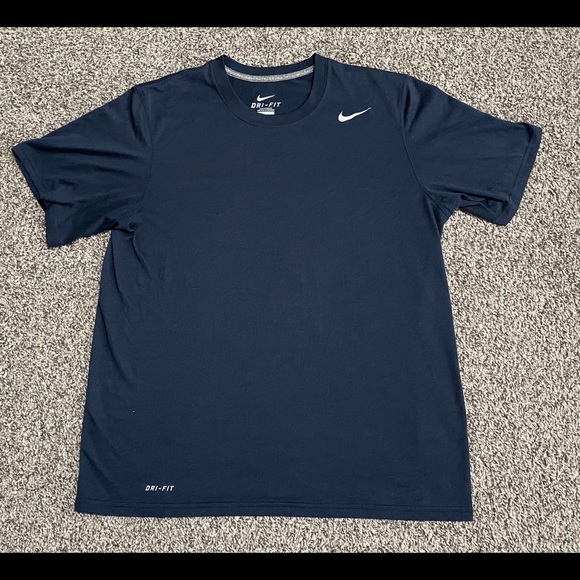 navy blue nike dri fit shirt